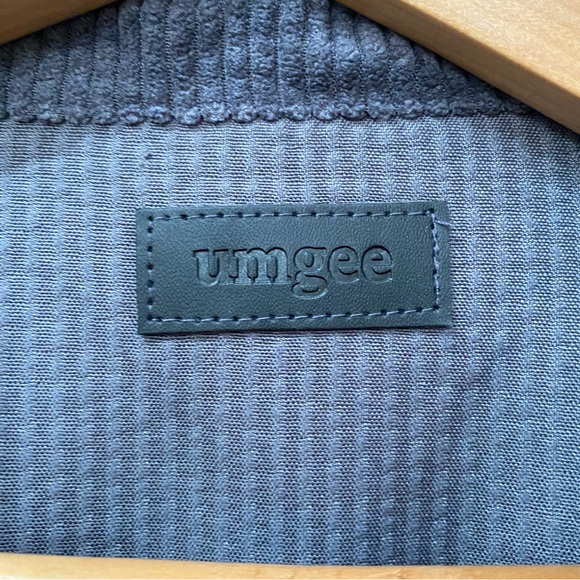 umgee Gray Pink Blue Corduroy Jacket Knit Sweater Sleeves Striped size M - NWOT - Picture 4 of 5